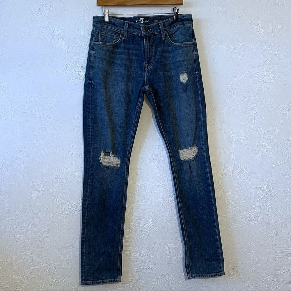 7 For All Mankind Men's Paxtyn Skinny Jeans Size 33 33X31 Distressed